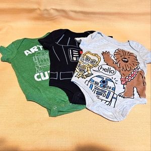 Star Wars 0-3 Months Baby Onesies Bundle Darth Vader Wookie
